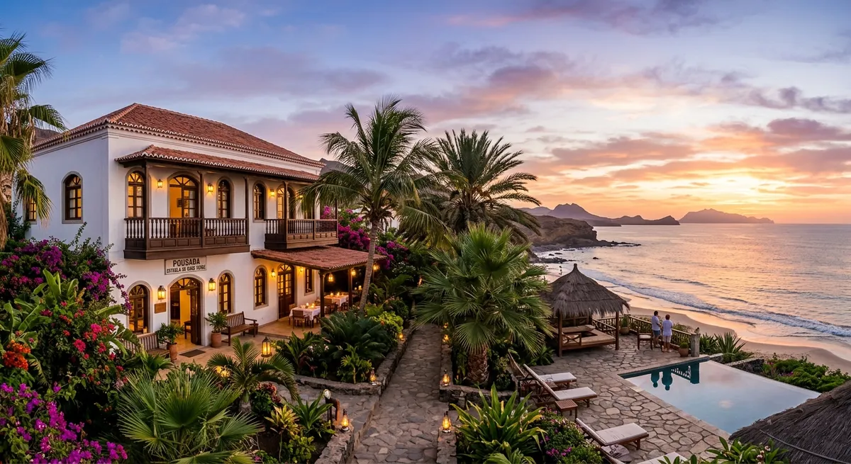 Villa Morgana Resort, façade et jardins tropicaux au Cap-Vert